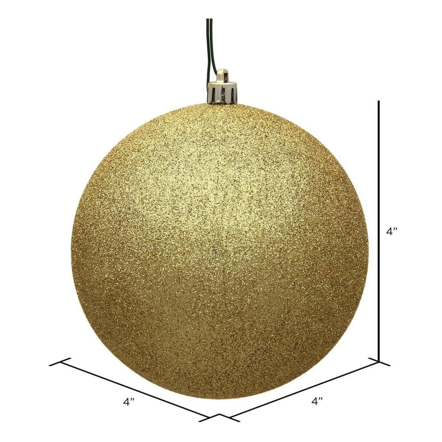 Gold Glitter Ball Christmas Ornaments (6 pack)