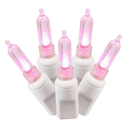 Vickerman 50 Pink Italian LED on White Wire