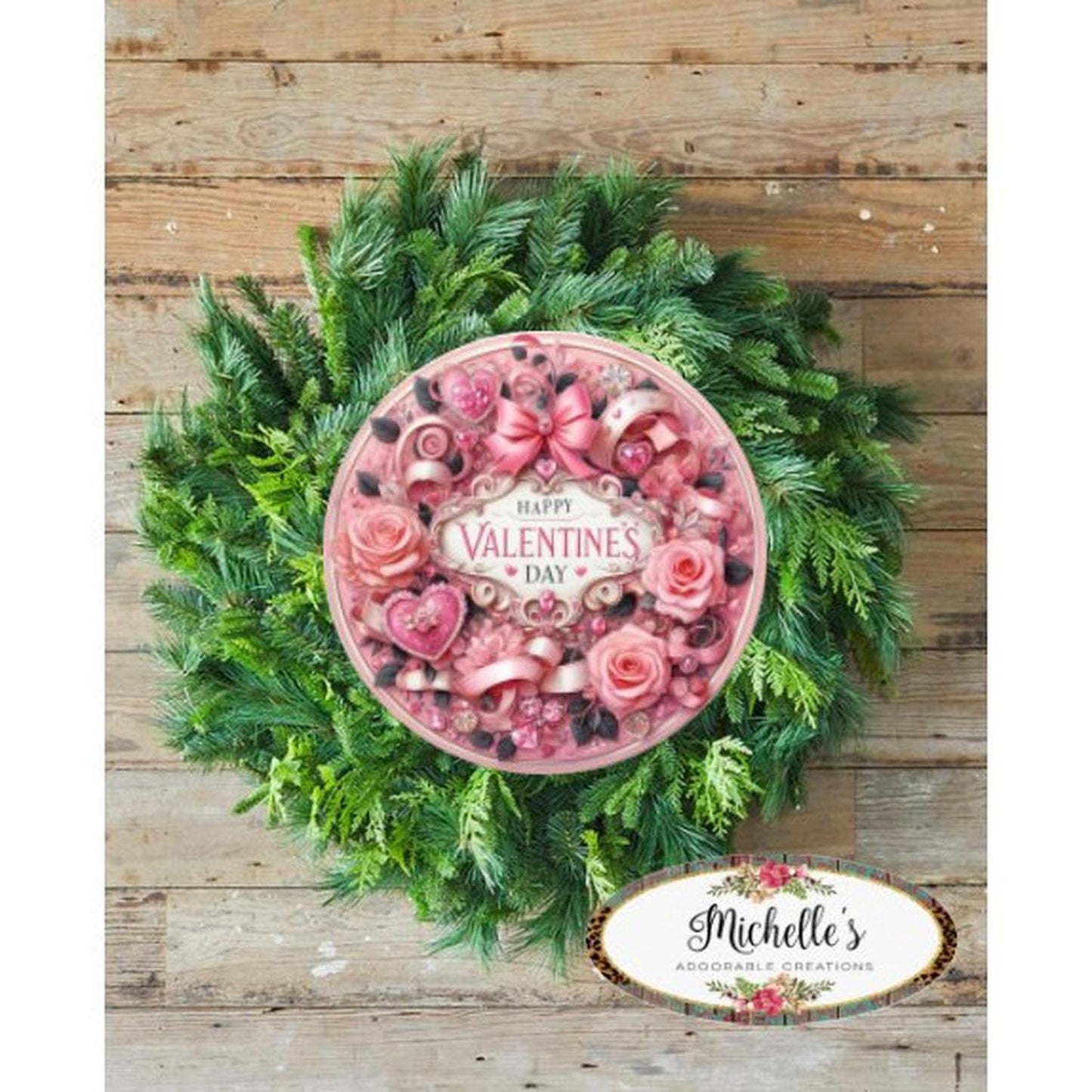 Victorian Valentine's Day Pink Sign - Wreath Enhancement