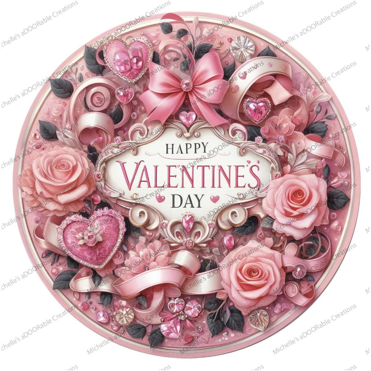 Victorian Valentine's Day Pink Sign - Wreath Enhancement