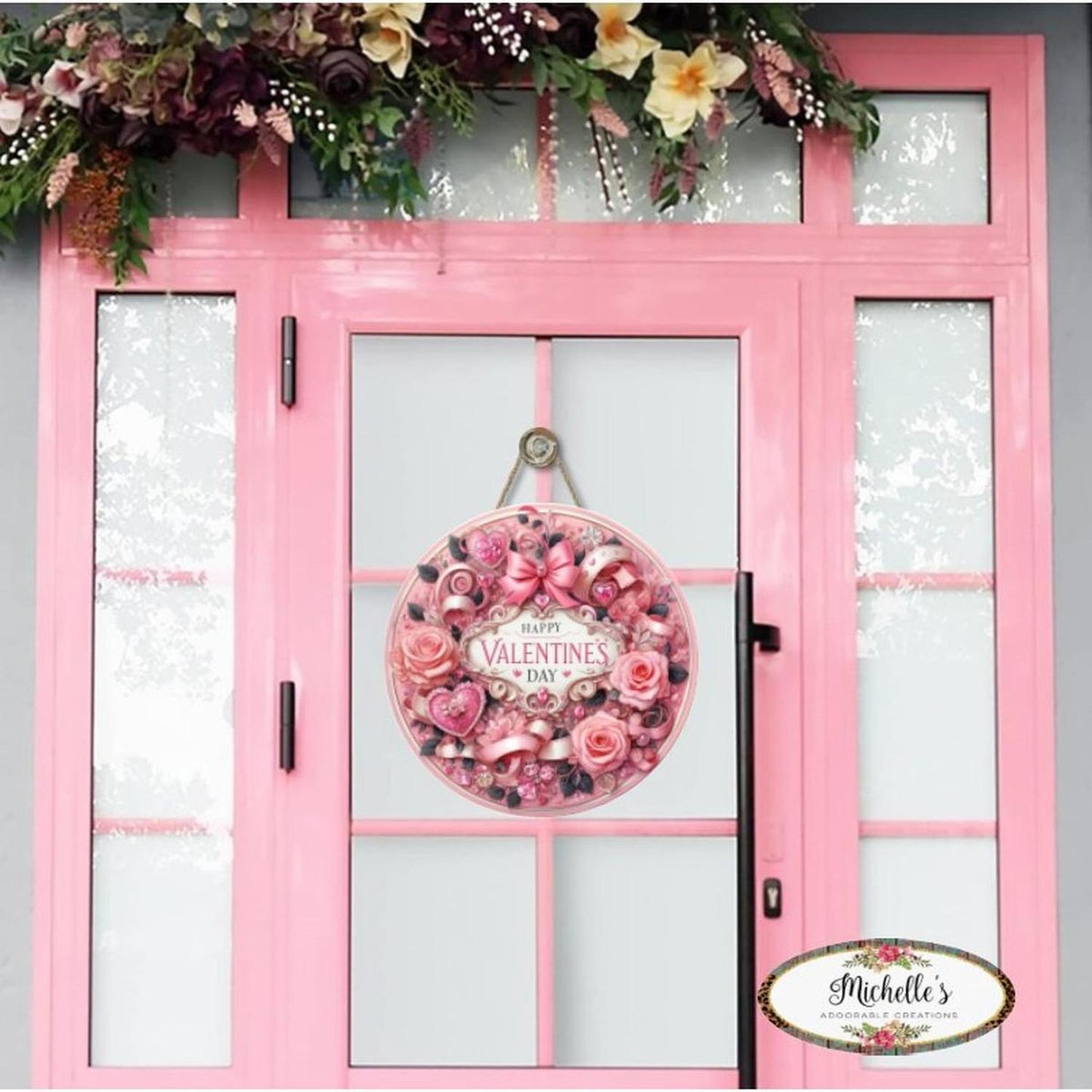Victorian Valentine's Day Pink Sign - Wreath Enhancement
