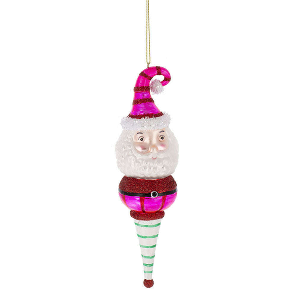Vintage Santa Reflector Glass Ornaments Set of 3