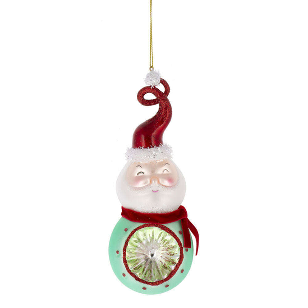 Vintage Santa Reflector Glass Ornaments Set of 3