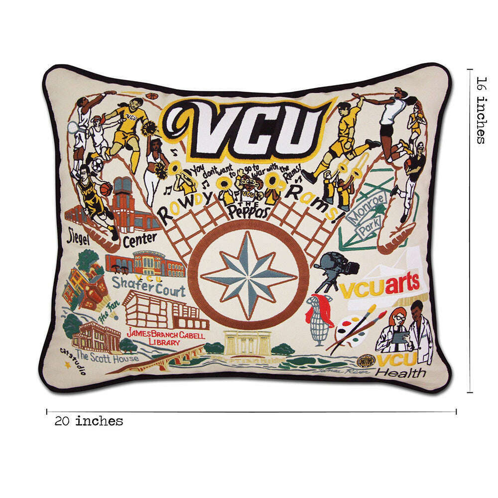 Virginia Commonwealth University (VCU) Collegiate Embroidered Pillow by Cat Studio