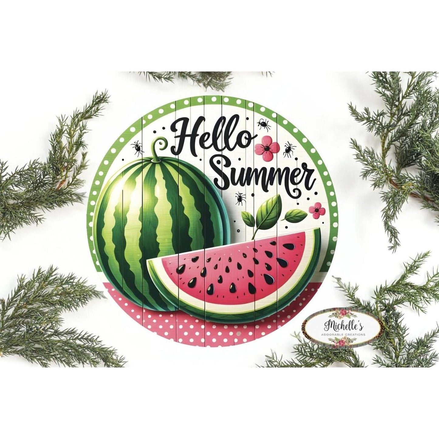 Watermelon Hello Summer Round Sign