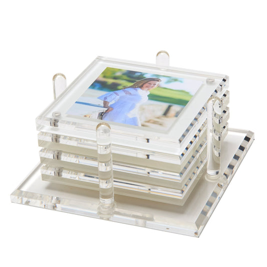 White Acrylic Photo Drink Coasters