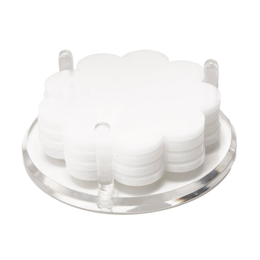 White Acrylic Scallop Drink Coasters