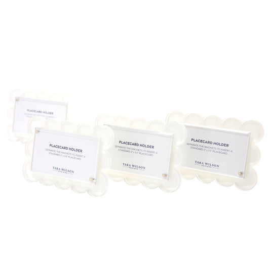White Acrylic Scallop Place Card Holder (Set of 4)