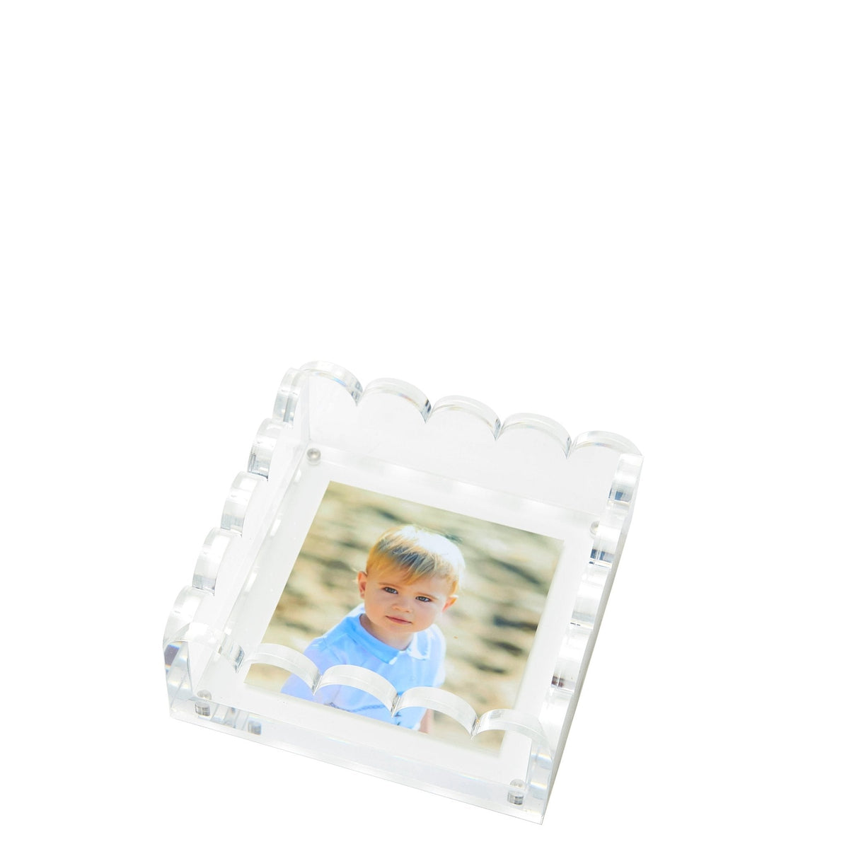 White Acrylic Small Scallop Photo Tray