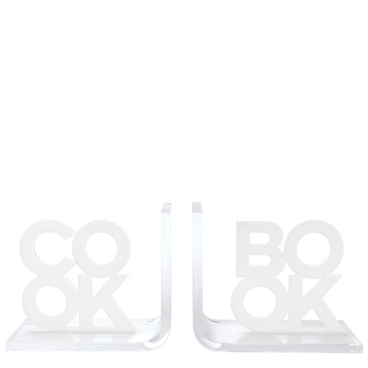 White Cook & Book Acrylic Bookends