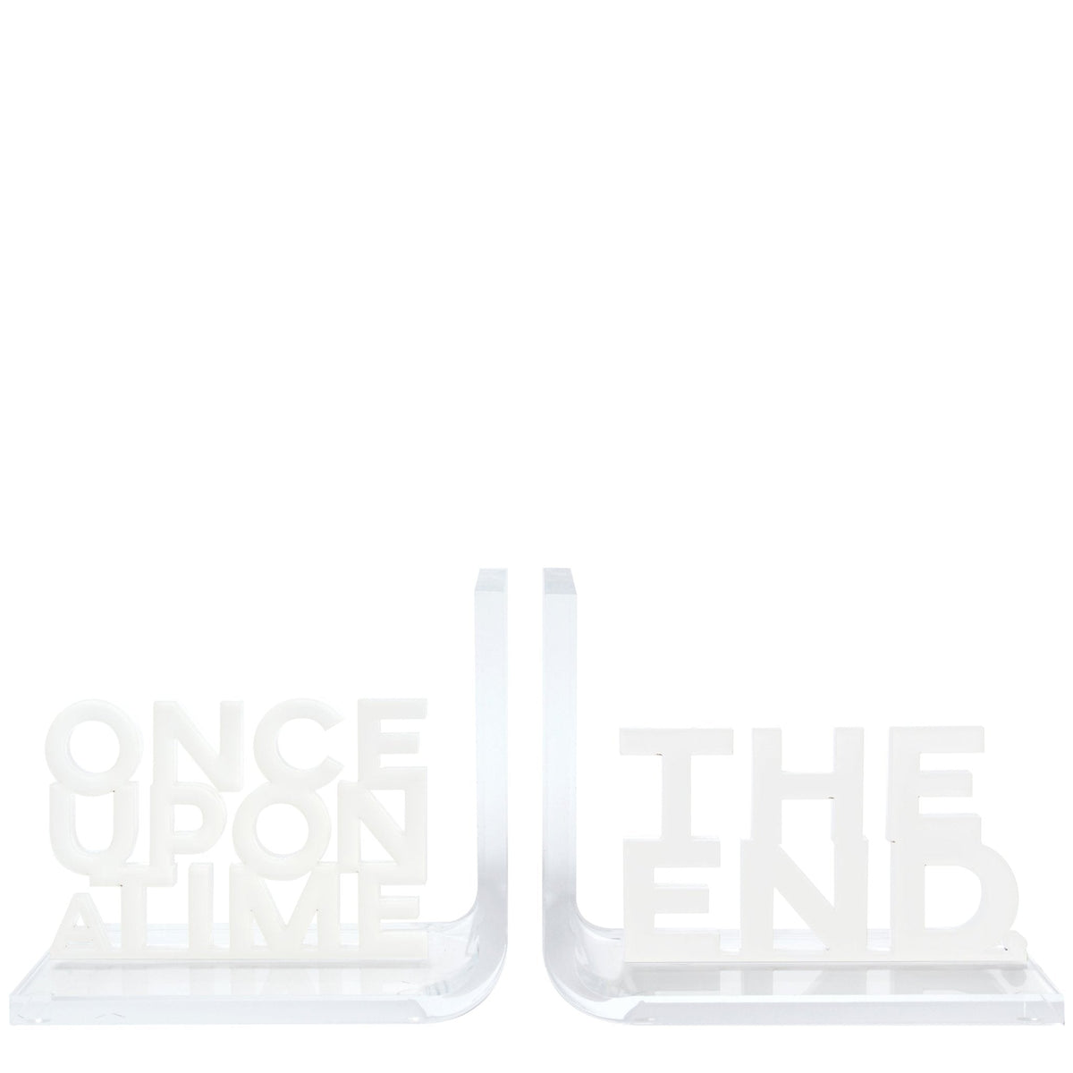 White Once Upon A Time & The End Acrylic Bookends