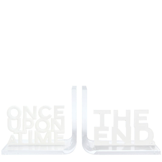 White Once Upon A Time & The End Acrylic Bookends