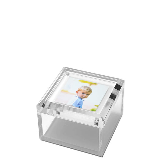 White Printed Acrylic 4" x 4" Photo Box