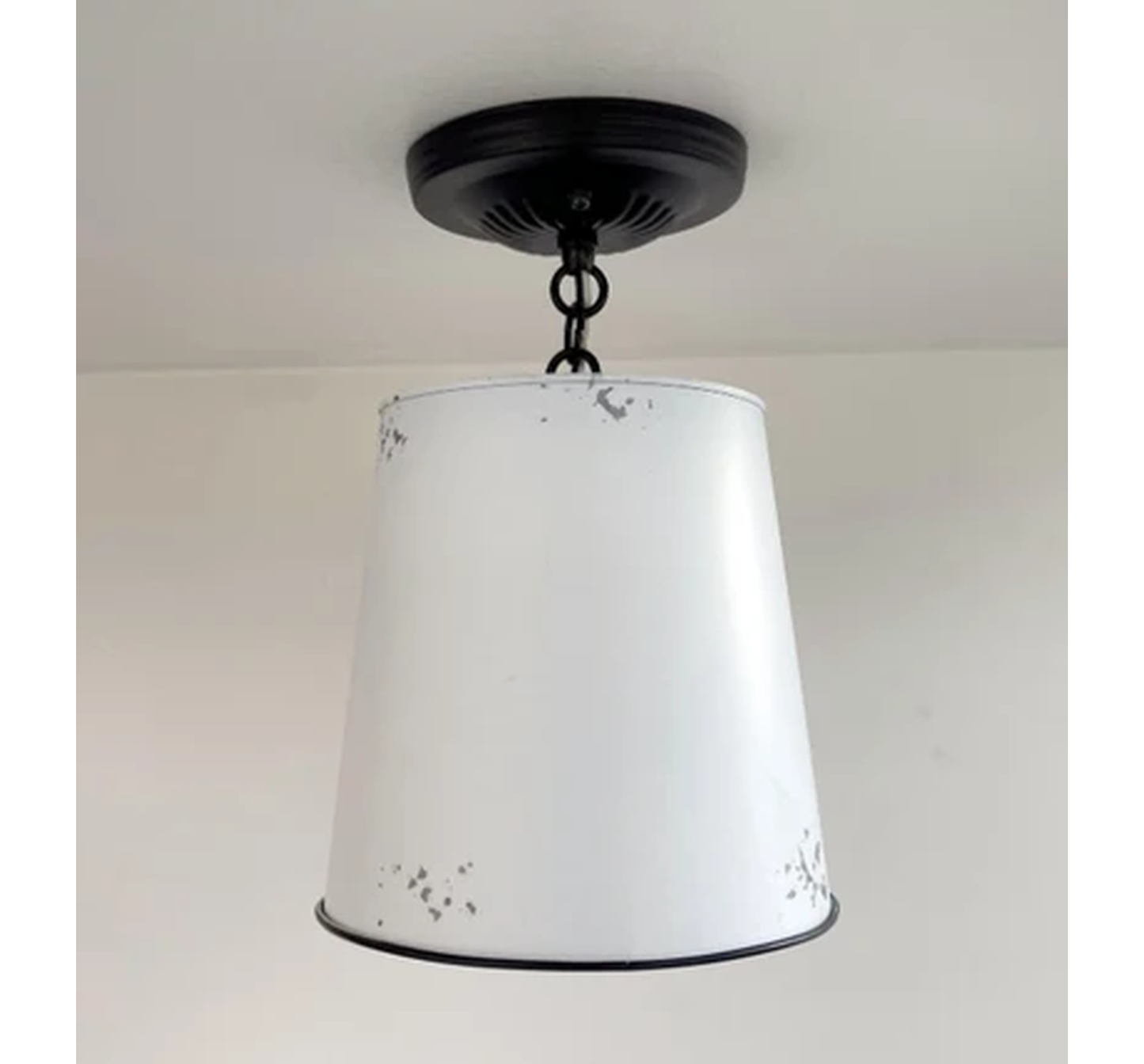 Farmhouse White Barn Metal Distressed Ceiling Light Fixture