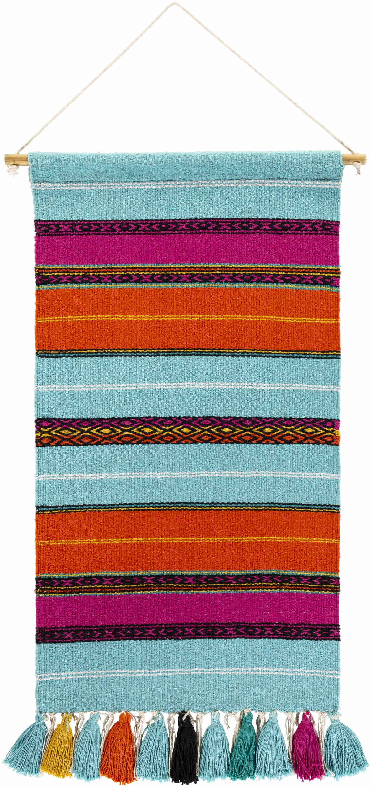 a colorful rug with stripes
