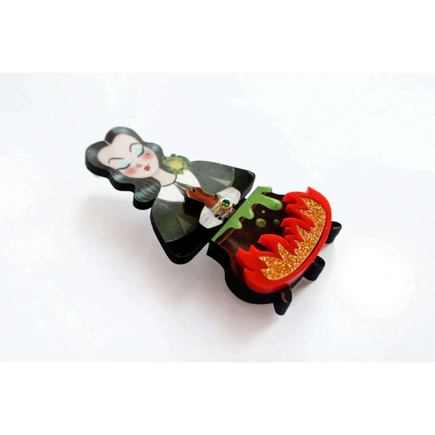 Witch with Cauldron Halloween Brooch by Laliblue