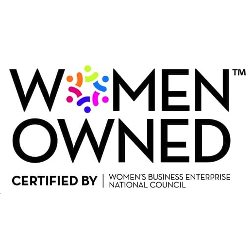 Logo indicating 'Women Owned' certification by the Women's Business Enterprise National Council on a white background.