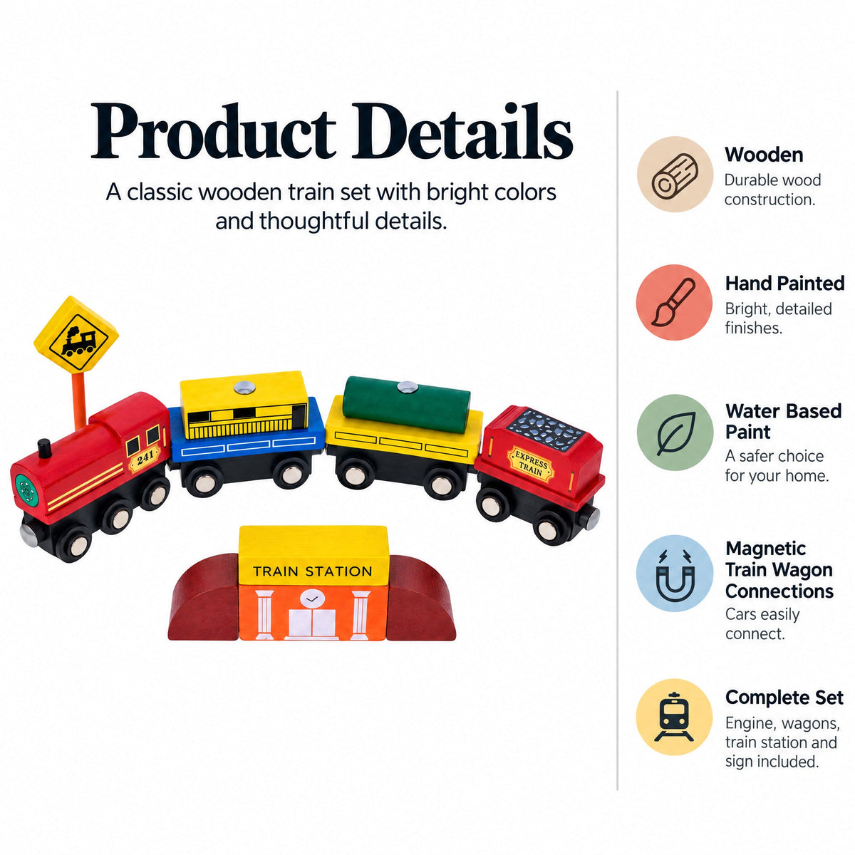 Set of 40 Pieces City Vehicles, Buildings, and Signs Wooden Blocks