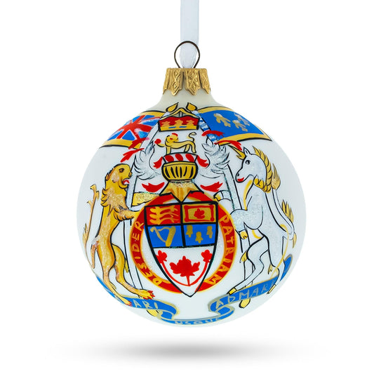 Canada Coat of Arms Glass Ball Christmas Ornament 3.25 Inches