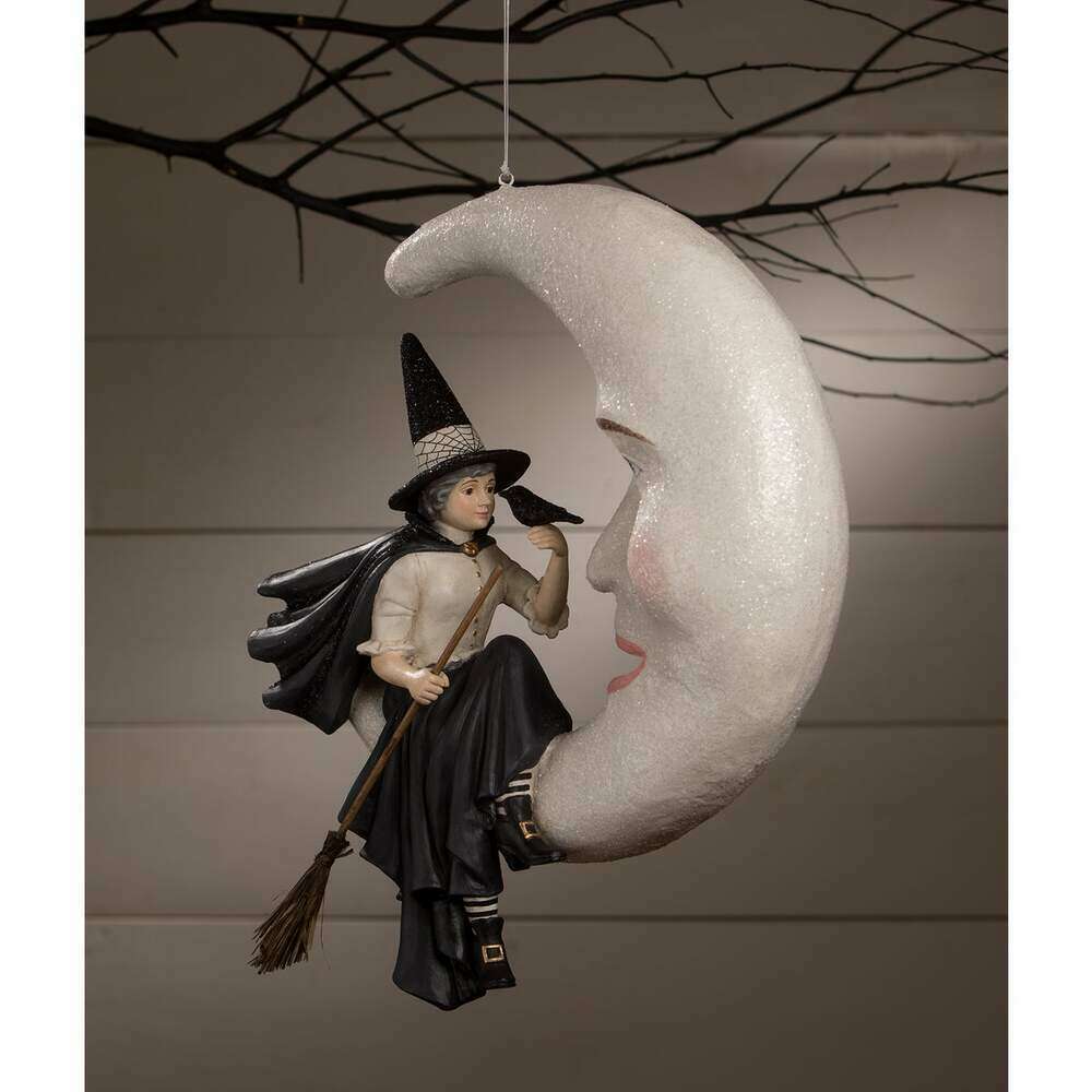 XL Hanging Bewitching Moon Witch by Bethany Lowe Designs