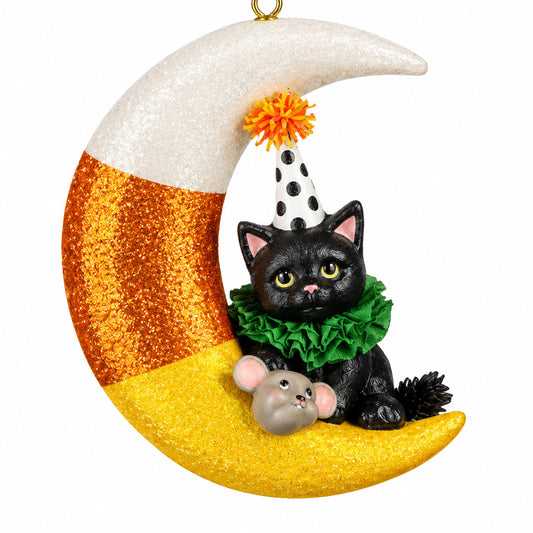 XL Party Kitty Candy Corn Moon by Bethany Lowe Designs