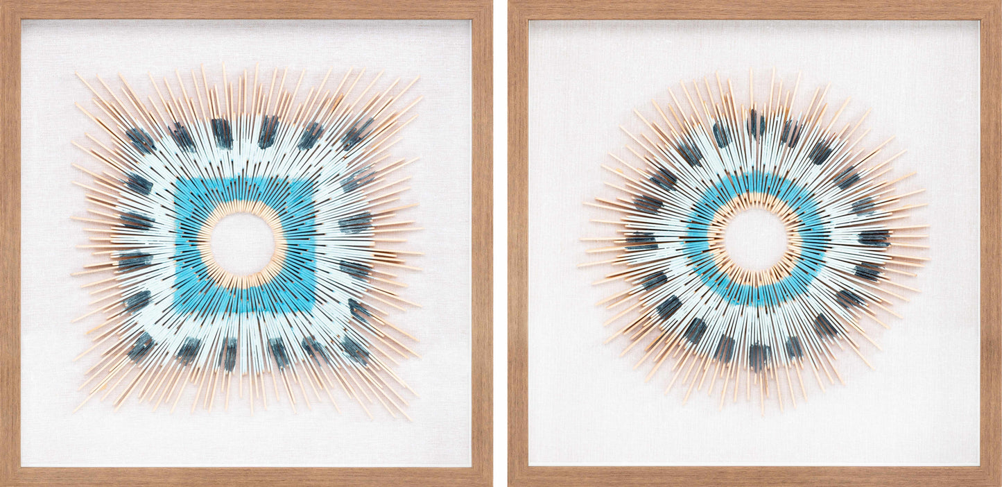 Yenice Natural Wood Geometric Wall Art Set Of Two - Clearance