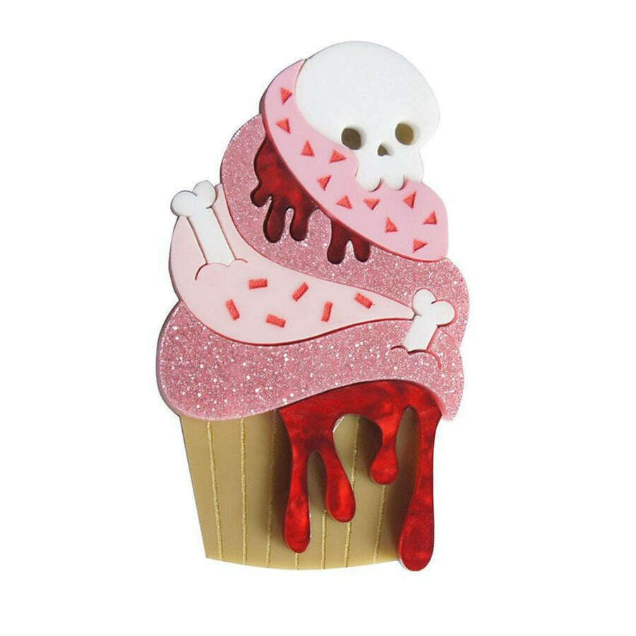 Zombie Cupcake Halloween Brooch by Laliblue