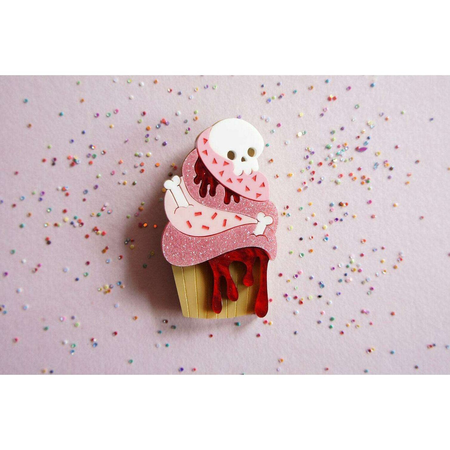 Zombie Cupcake Halloween Brooch by Laliblue