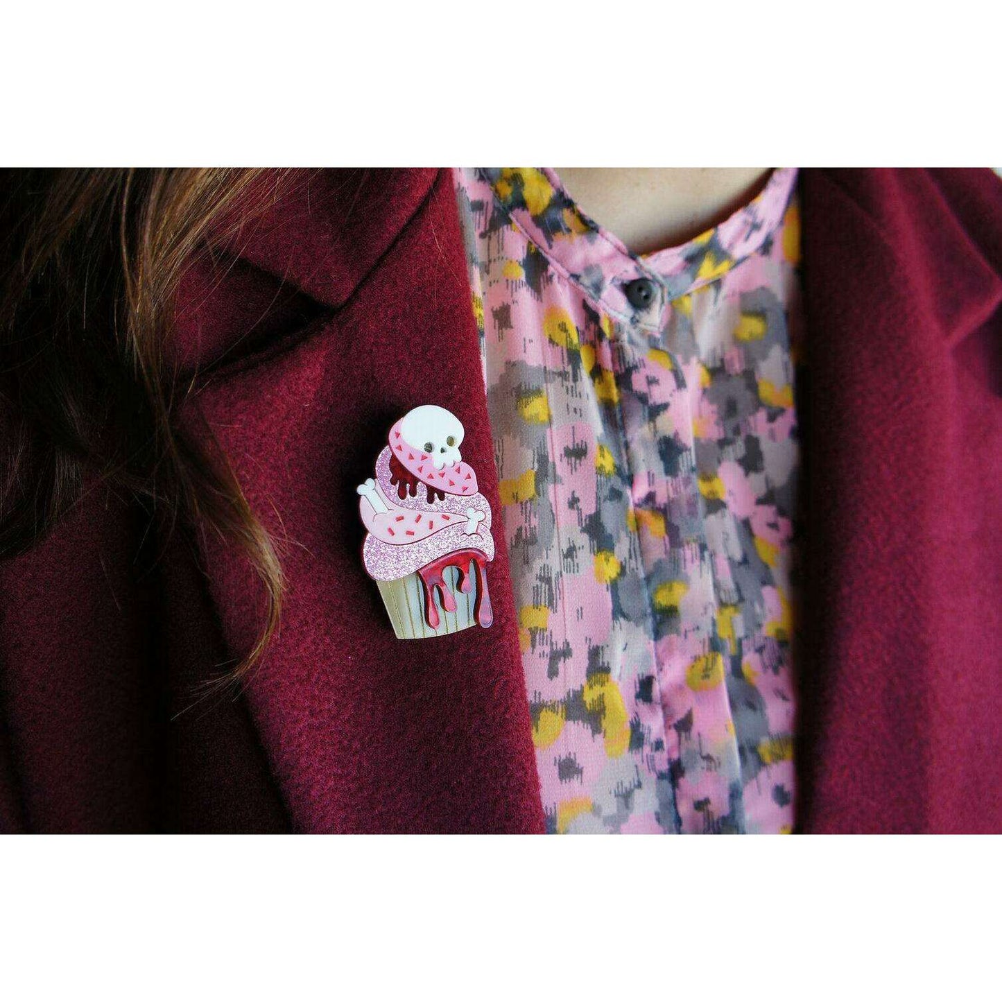 Zombie Cupcake Halloween Brooch by Laliblue