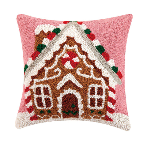 Gingerbread House With Candy Cane Hook Pillow