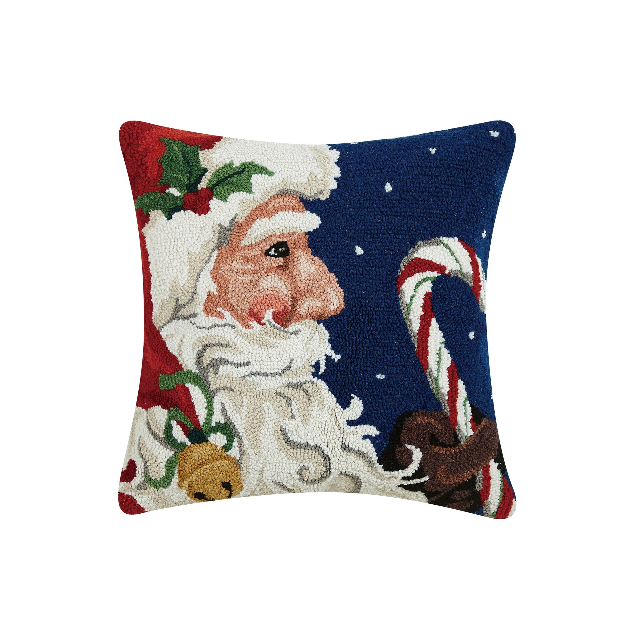 Santa With Candy Cane Hook Pillow