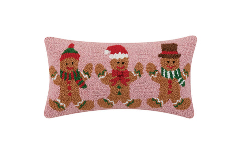 Gingerbread Men Group Christmas Hook Pillow